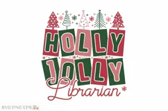 Christmas Librarian Retro Holly Holly SVG PNG T-shirt Design Product Image 1