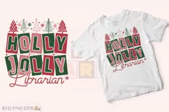 Christmas Librarian Retro Holly Holly SVG PNG T-shirt Design Product Image 2