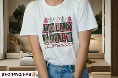 Christmas Librarian Retro Holly Holly SVG PNG T-shirt Design Product Image 3