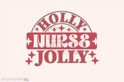 Holly Jolly Nurse Christmas Retro PNG Design Product Image 1