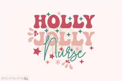 Holly Jolly Nurse Christmas SVG T-shirt Design Product Image 1