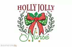 Holly Jolly Nurse Christmas Coquette Bow SVG T-shirt Design Product Image 1