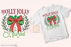 Holly Jolly Nurse Christmas Coquette Bow SVG T-shirt Design Product Image 2