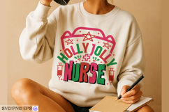 Holly Jolly Nurse Christmas Cheer for Healthcare Heroes SVG Product Image 2