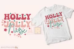 Holly Jolly Nurse Christmas SVG T-shirt Design Product Image 2