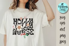 Holly jolly nurse svg, christmas cut file, christmas png Product Image 1