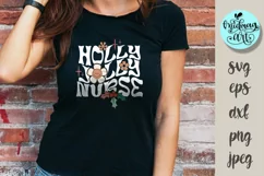 Holly jolly nurse svg, christmas cut file, christmas png Product Image 2