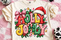 Holly Jolly PNG, Coquette Merry Christmas PNG, Christmas PNG Product Image 2