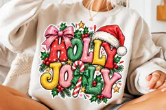 Holly Jolly PNG, Coquette Merry Christmas PNG, Christmas PNG Product Image 3