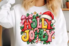 Holly Jolly PNG, Coquette Merry Christmas PNG, Christmas PNG Product Image 5
