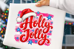 Holly Jolly Christmas PNG | Pink Santa Hat Trendy Christmas Product Image 3