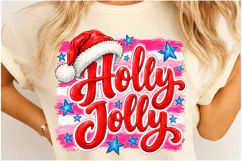 Holly Jolly Christmas PNG | Pink Santa Hat Trendy Christmas Product Image 4
