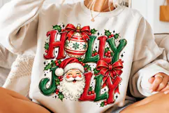 Vintage Holly Jolly Christmas PNG, Red Green Holiday PNG Product Image 3
