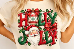 Vintage Holly Jolly Christmas PNG, Red Green Holiday PNG Product Image 4
