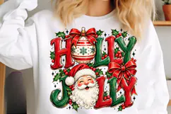 Vintage Holly Jolly Christmas PNG, Red Green Holiday PNG Product Image 5