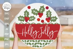 Holly Jolly SVG Christmas Door Hanger SVG Christmas Sign svg Product Image 1