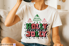 Holly Jolly Teacher Festive Teacher Christmas Shirt &amp; Gift Product Image 2