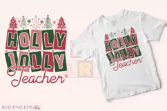 Christmas Teacher Retro Holly Holly SVG PNG T-shirt Design Product Image 2