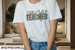 Holly Jolly Teacher Christmas SVG T-Shirt Design Product Image 3