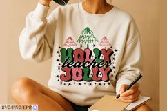 Holly Jolly Teacher Festive Teacher Christmas Shirt &amp; Gift Product Image 3