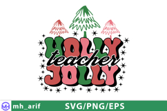 Holly Jolly Teacher Festive Teacher Christmas Shirt &amp; Gift Product Image 4