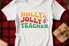 Holly Jolly Teacher SVG | Teacher Christmas Retro Wave SVG Product Image 3