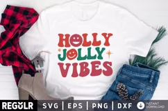 Holly jolly vibes SVG, Retro Christmas SVG Design Product Image 1