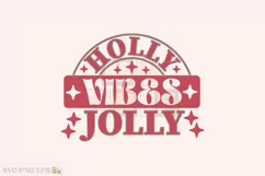 Holly Jolly Vibes Christmas Retro PNG Design Product Image 1