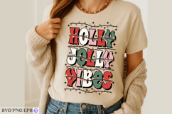 Retro Holly Jolly Vibes Christmas SVG PNG T-shirt Design Product Image 3