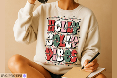 Retro Holly Jolly Vibes Christmas SVG PNG T-shirt Design Product Image 4