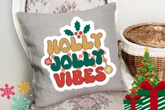 Holly Jolly Vibes Stickers SVG , Christmas SVG Design Product Image 3