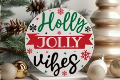 Holly Jolly Vibes SVG ,Christmas Round SVG Design Product Image 3