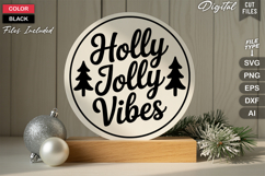 Holly Jolly Vibes SVG | Christmas Round Sign SVG | Xmas SVG Product Image 3
