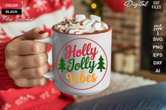 Holly Jolly Vibes SVG | Christmas Round Sign SVG | Xmas SVG Product Image 5