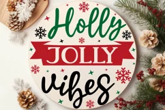 Holly Jolly Vibes SVG ,Christmas Round SVG Design Product Image 2
