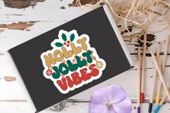 Holly Jolly Vibes Stickers SVG , Christmas SVG Design Product Image 2