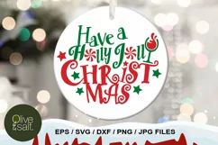 holly jolly svg christmas ornament svg holly jolly christmas Product Image 1