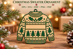 Holly Leaf Sweater Ornament SVG, Laser Cut Glowforge File Product Image 1