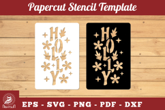 Holly Papercut Stencil SVG Product Image 1