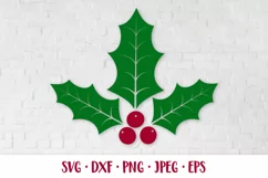 Holly Berry SVG. Christmas plant holly berries and leaves Product Image 1