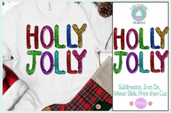 Holly Jolly Christmas Png, Faux Sequin Sublimation Png Product Image 1