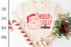 Holly Jolly Vibes SVG - Vintage Santa Claus Cut File Product Image 2