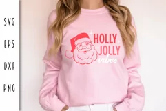 Holly Jolly Vibes SVG - Vintage Santa Claus Cut File Product Image 3