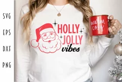 Holly Jolly Vibes SVG - Vintage Santa Claus Cut File Product Image 1