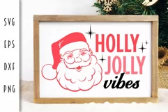 Holly Jolly Vibes SVG - Vintage Santa Claus Cut File Product Image 4