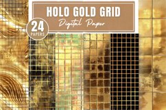 Holo Gold Grid Patterns Digital Paper Bundle Product Image 1