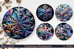 Holographic Christmas Ornaments | Neon Snowflakes Product Image 1