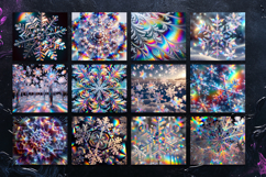 Winter Tumbler Wraps Bundle | Holographic Snowflakes Product Image 3
