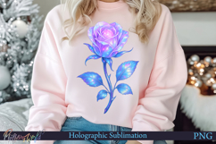 Holographic Rose Sublimation Design, Fantasy Floral Artwork Product Image 1