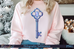 Holographic Magic Key Sublimation Design Fantasy Crystal Key Product Image 1
